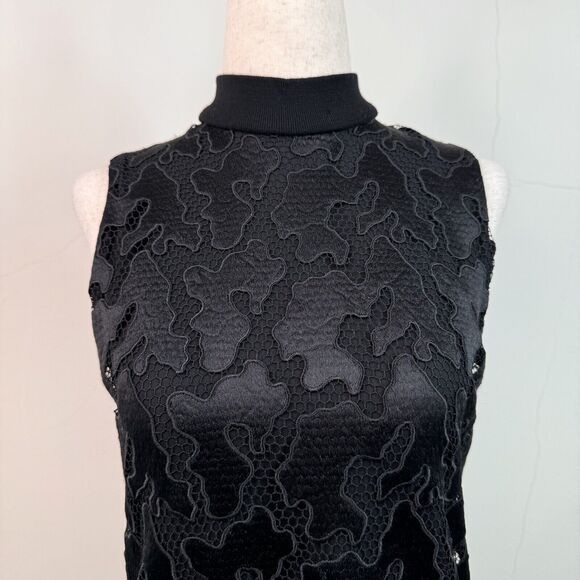 ALC Womens Sleeveless Top Black Camo Lace Mesh Size 0 Edgy Goth Witchy Designer - Picture 2 of 13